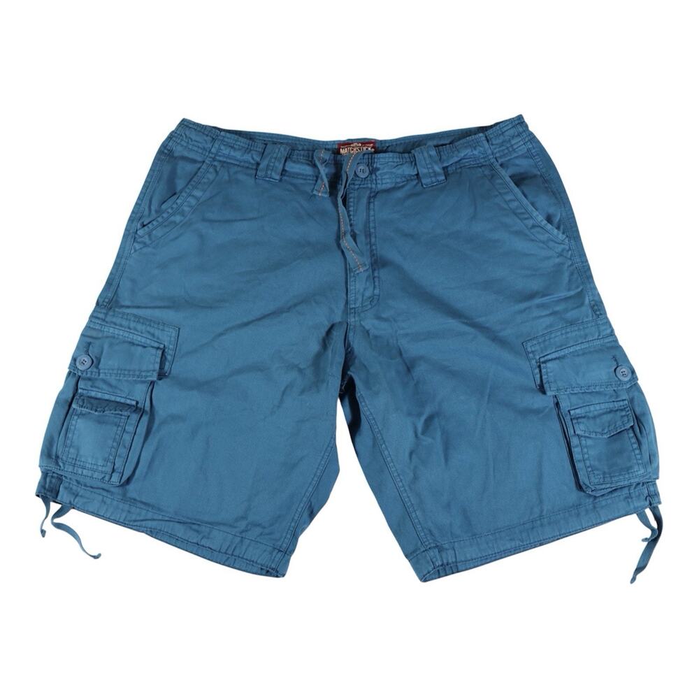 Matchstick Men’s Cargo Shorts Blue Cotton Utility Military Casual Size 42 Waist